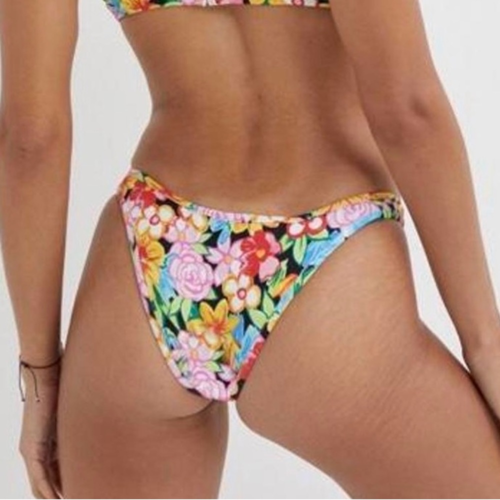 For Love & Lemons Tiana Floral Bandeau Bikini Top (S) and Bottom (M) set NWT - Picture 4 of 8